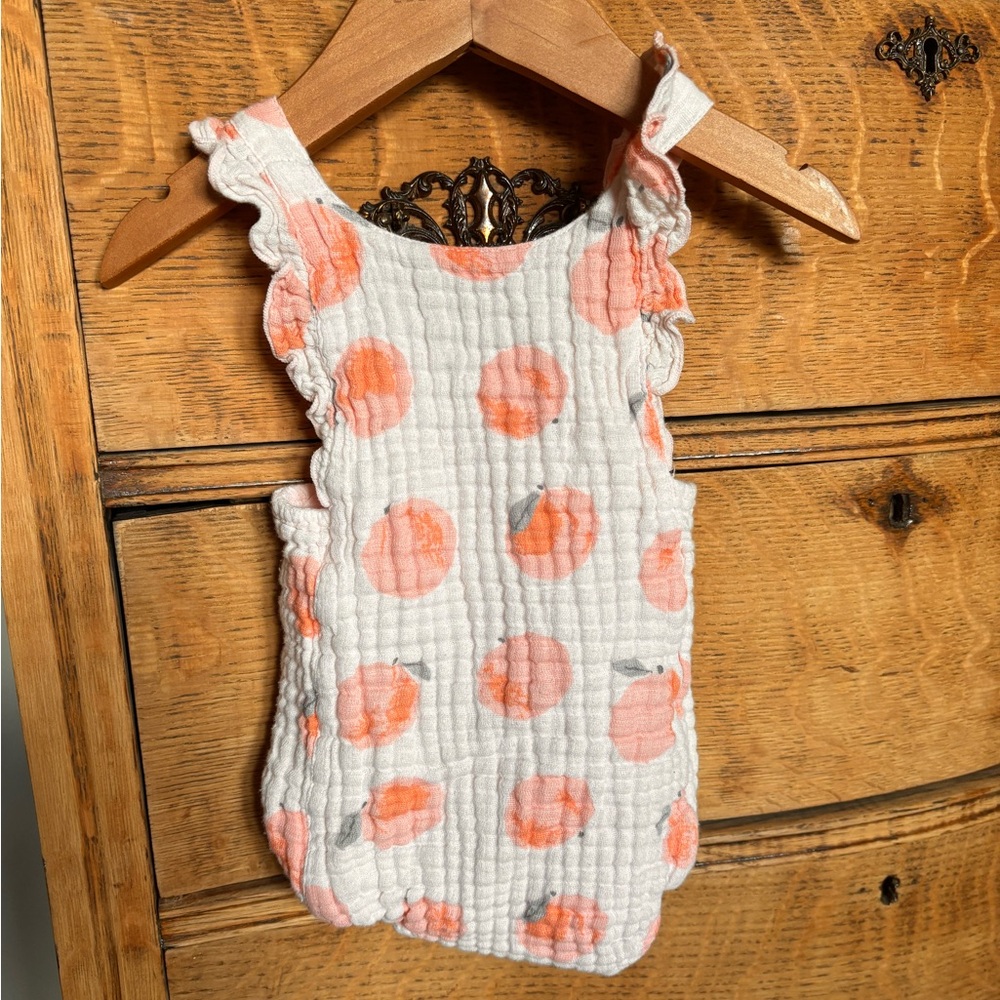 Angel Dear Peach and White Baby Romper